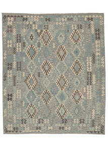 258X296 Tappeto Kilim Afghan Old Style Orientale Verde/Giallo Scuro Grandi (Lana, Afghanistan) Carpetvista