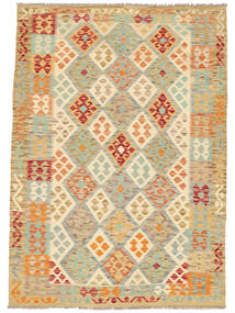 Oriental Kilim Afghan Old Style Rug 146X206 Orange/Beige Wool, Afghanistan Carpetvista