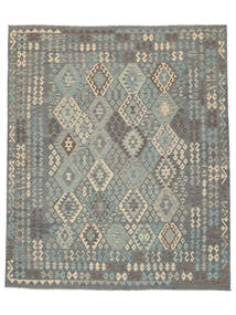  Kilim Afghan Old Style Rug 252X298 Wool Dark Grey/Green Large Carpetvista