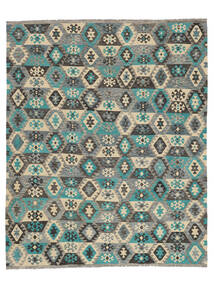 Kelim Afghan Old Stil Teppich 251X306 Dunkelgrün/Schwarz Großer Wolle, Afghanistan Carpetvista