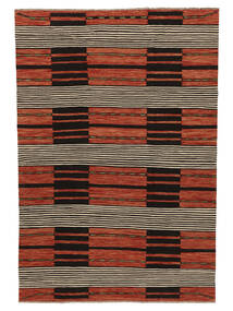 絨毯 キリム モダン 203X296 ブラック/ダークレッド (ウール, アフガニスタン)