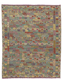  294X362 Kilim Afghan Old Style Rug Brown/Dark Yellow Afghanistan Carpetvista