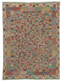 242X336 Tapete Kilim Afegão Old Style Oriental Castanho/Amarelo Escuro (Lã, Afeganistão) Carpetvista