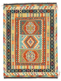  Orientalischer Kelim Afghan Old Stil Teppich 152X212 Orange/Dunkelgrün Wolle, Afghanistan Carpetvista