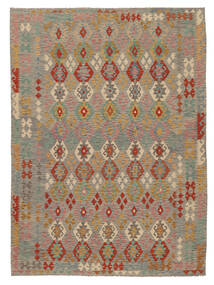 253X346 絨毯 オリエンタル キリム アフガン オールド スタイル 茶色/オレンジ 大きな (ウール, アフガニスタン) Carpetvista