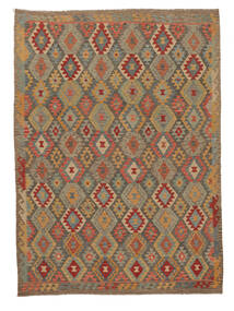  261X358 Kelim Afghan Old Style Tæppe Brun/Mørkerød Afghanistan Carpetvista