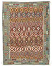 275X369 Kelim Afghan Old Style Teppe Orientalsk Brun/Grønn Stort (Ull, Afghanistan) Carpetvista