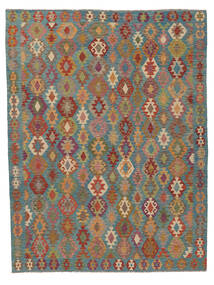 絨毯 キリム アフガン オールド スタイル 263X345 茶色/ダークレッド 大きな (ウール, アフガニスタン)