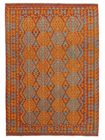  Kelim Afghan Old Stil Teppich 209X292 Dunkelrot/Braun Carpetvista