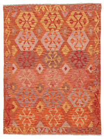  Kelim Afghan Old Style Matot 146X194 Tummanpunainen/Punainen Carpetvista