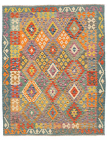  Kilim Afegão Old Style Tapete 159X200 Lã Laranja/Verde Pequeno Carpetvista