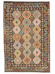 Kelim Afghan Old Style Teppe 200X300 Brun/Svart Ull, Afghanistan Carpetvista