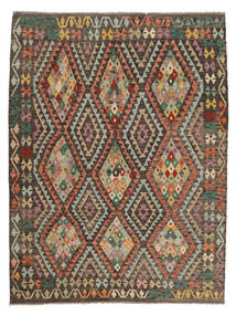  Orientalisk Kelim Afghan Old Style Matta 214X289 Brun/Svart Ull, Afghanistan Carpetvista