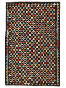  Orientalischer Kelim Afghan Old Stil Teppich 128X196 Schwarz/Braun Wolle, Afghanistan Carpetvista