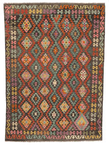 Tapis Kilim Afghan Old Style 203X289 Marron/Noir (Laine, Afghanistan)