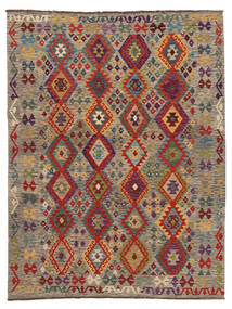  Kilim Afghan Old Style Tappeto 217X282 Di Lana Marrone/Rosso Scuro Carpetvista
