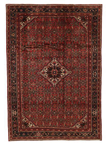Hosseinabad Teppe 206X297 Svart/Mørk Rød Ull, Persia/Iran Carpetvista