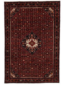 214X320 絨毯 オリエンタル ホセイナバード ブラック/ダークレッド (ウール, ペルシャ/イラン) Carpetvista