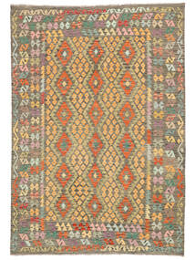  Kelim Afghan Old Style 207X298 Ullmatta Brun/Orange Carpetvista