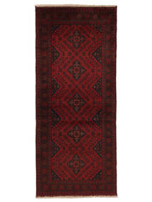 80X192 Tapete Afegão Khal Mohammadi Oriental Passadeira Preto/Vermelho Escuro (Lã, Afeganistão) Carpetvista