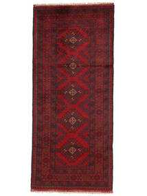 Tappeto Orientale Afghan Khal Mohammadi 86X195 Passatoie Nero/Rosso Scuro (Lana, Afghanistan)