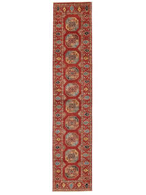  Kazak Fine Matot 78X387 Tummanpunainen/Ruskea Carpetvista