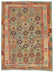 Kelim Afghan Old Style Teppe 296X397 Brun/Grønn Stort Ull, Afghanistan Carpetvista