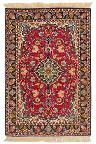 73X108 Tappeto Isfahan Di Seta Ordito Orientale Rosso Scuro/Nero (Lana, Persia/Iran)