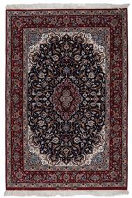  Isfahan Di Seta Ordito Tappeto 108X160 Persiano Di Lana Nero/Rosso Scuro Piccolo