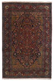 142X215 Isfahan Seide Kette Teppich Orientalischer Schwarz/Dunkelrot (Wolle, Persien/Iran)