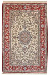 Isfahan Silke Renning Teppe 132X202 Brun/Mørk Rød Ull, Persia/Iran