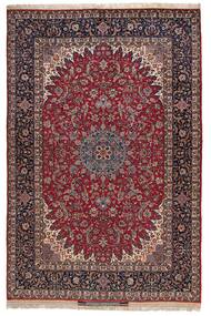 148X227 Alfombra Isfahan De Seda Urdimbre Oriental Negro/Rojo Oscuro (Lana, Persia/Irán)