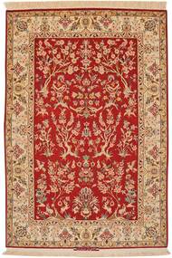  Persischer Isfahan Seide Kette Teppich 108X161 Dunkelrot/Orange (Wolle, Persien/Iran)