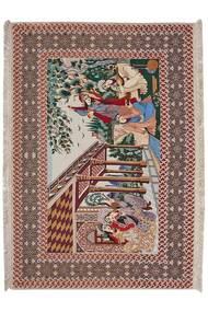  Persischer Isfahan Seide Kette Teppich 109X162 Braun/Schwarz