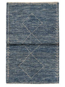  Contemporary Design Rug 95X146 Wool Dark Blue/Black Small Carpetvista