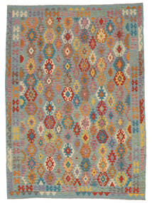254X350 Kilim Afghan Old Style Rug Oriental Dark Grey/Dark Red Large (Wool, Afghanistan) Carpetvista