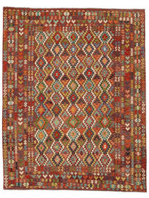 Tappeto Kilim Afghan Old Style 306X390 Rosso Scuro/Marrone Grandi (Lana, Afghanistan)
