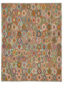 Kilim Afghan Old Style Rug 298X396 Dark Green/Brown Large Wool, Afghanistan Carpetvista