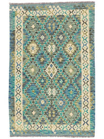  121X186 Kelim Afghan Old Stil Teppich Dunkelgrün/Grün Afghanistan Carpetvista