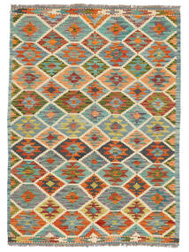128X175 Kelim Afghan Old Style Tæppe Orientalsk Grøn/Sort (Uld, Afghanistan) Carpetvista