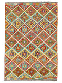  126X184 Kilim Afghan Old Style Rug Green/Dark Red Afghanistan Carpetvista