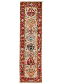 Tapete Oriental Kazak Fine 80X295 Passadeira Castanho/Vermelho Escuro (Lã, Afeganistão)