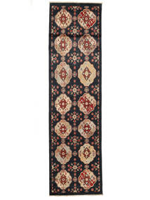 Orientalsk Kazak Fine Teppe 78X295Løpere Svart/Mørk Rød Ull, Afghanistan Carpetvista