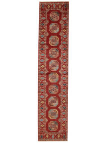 82X390 Tapis D'orient Kazak Fine De Couloir Rouge Foncé/Marron (Laine, Afghanistan) Carpetvista