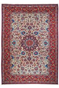 Isfahan Seide Kette Teppich 262X370 Dunkelrot/Schwarz Großer Wolle, Persien/Iran