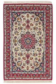  Orientalischer Isfahan Seide Kette Teppich 71X111 Beige/Braun Wolle, Persien/Iran