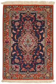  77X113 Isfahan Silkki Loimi Matot Matto Musta/Tummanpunainen Persia/Iran