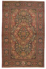 140X220 Isfahan Seide Kette Teppich Orientalischer Braun/Schwarz (Wolle, Persien/Iran)