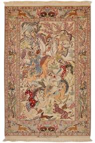 Isfahan Seide Kette Teppich 108X167 Braun/Orange Wolle, Persien/Iran