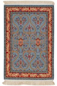  Persischer Isfahan Seide Kette Teppich 80X117 Dunkelrot/Schwarz